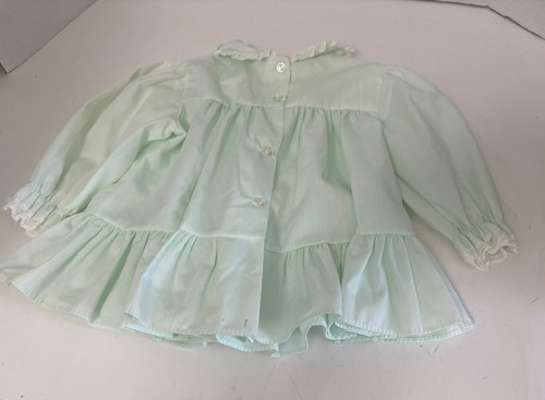Vintage Bryan hellgrün Rüschen & Spitze Baby Mädchen Kleid Größe 6-9 Monate gebraucht, in einwandfreiem Zustand - Bild 5 von 7