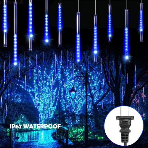 192LEDs /384LED 8Tube Meteor Shower Rain String Lights Waterproof Christmas Blue - Picture 11 of 29