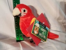 New 6" T Realistic Red Scarlet Macaw Plush FAO Schwarz Adopt Wild Pal - Stands 