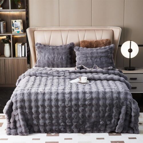 Luxury Plush Throw Blanket Super Soft Cozy Fuzzy Blanket Faux Fur Bed Blanket - Picture 44 of 76