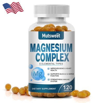 Magnesium Complex Supplement - Taurate, Citrate, Malate, Oxide For Muscle Bone