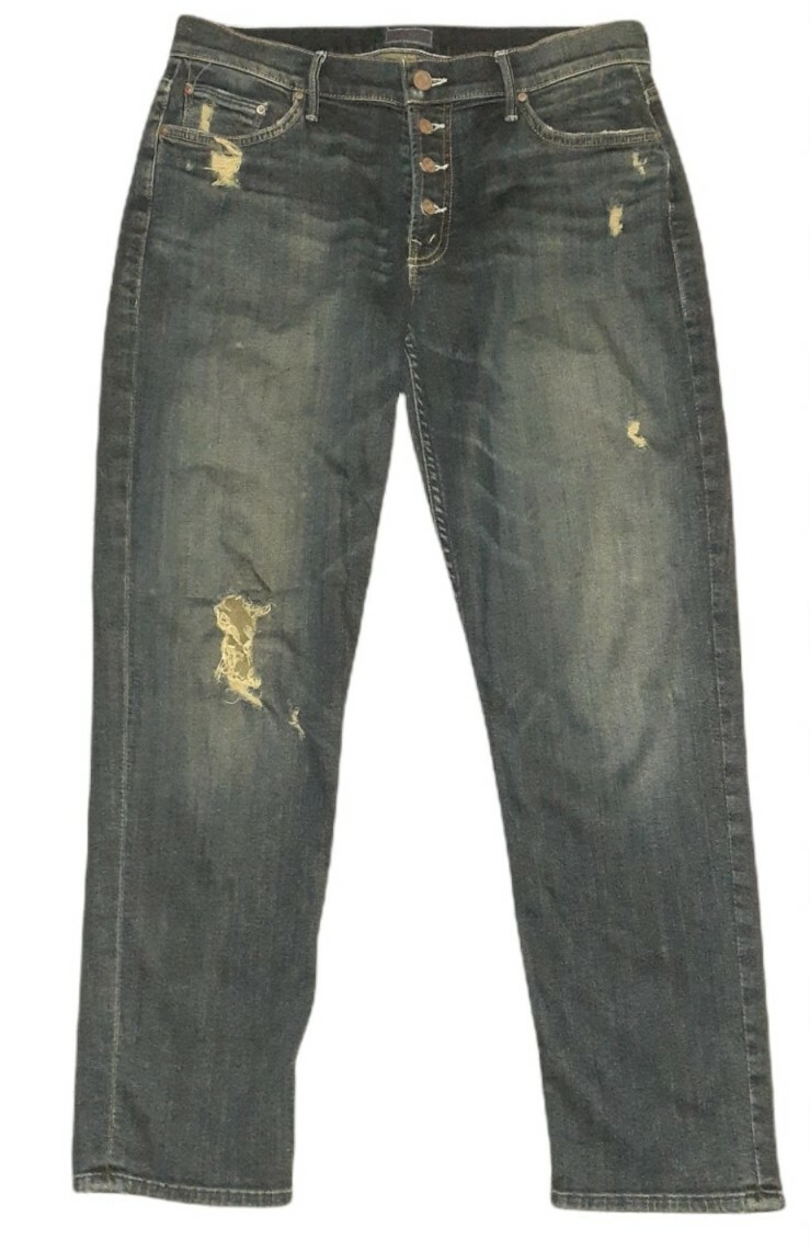 Mother The Pixie Dropout Ankle Button Fly Crop Di… - image 1