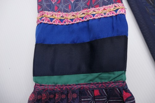 Desigual Allegra Felso Top Sz Lrg Pleated bell cuff L/S Sheer Blue Design Lined - Picture 12 of 21