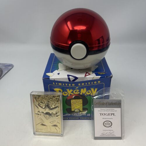 1998 Burger King Pokemon Togepi 23K Gold Plated Trading Card Blue Box Poke Ball - Picture 1 of 18