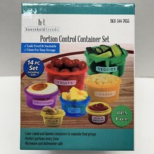 Portion Control Container Set 14 Piece Household Trends 7 Cups/7 Lids BPA Free