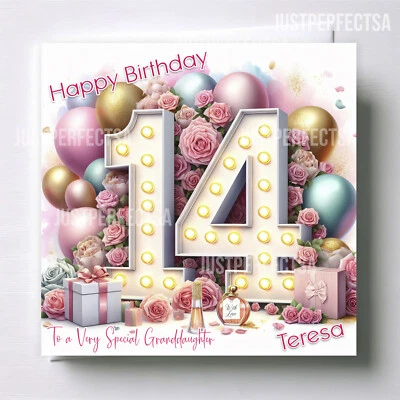 JUST_PERFECTSA Stunning Girls 14th Birthday Card,Beautiful card, Granddaughter ,Niece ,Daughter