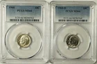 Lot Of 2 Roosevelt Dimes 1960 P &D PCGS MS66 # RD 1960 P&D MS66