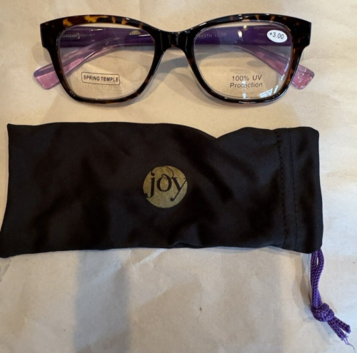 Joy Mangano Computer Reader Spring Temple 100% UV +3.00 Eyeglasses - Afbeelding 1 van 8