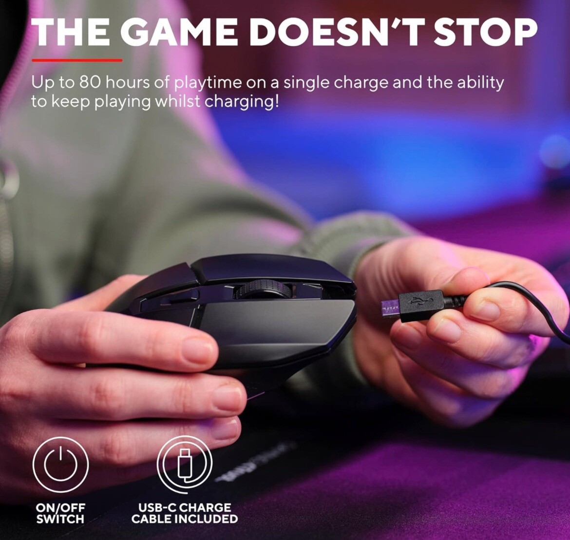 Wireless Gaming Mouse JYCSTE , Dual Mode 2.4GHz/Bluetooth 5.1