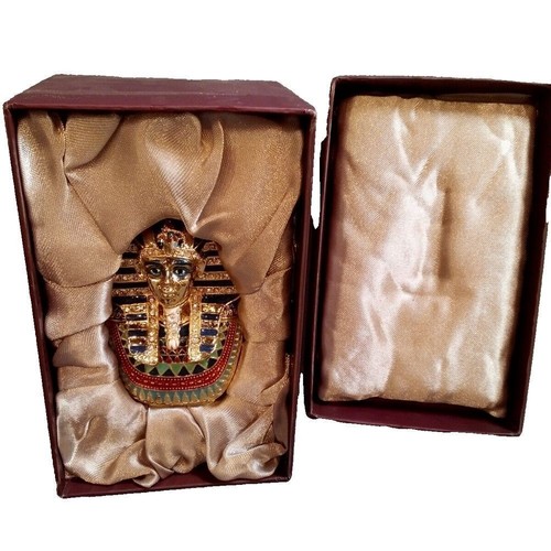 PACIFIC GIFTWARE GOLDFARBEN STRASS & EMAILLE KING TUT SCHMUCKKÄSTCHEN - SELTEN - Bild 1 von 7