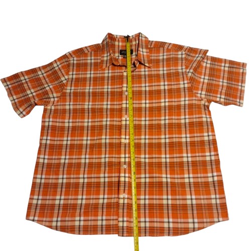 Eddie Bauer Orange Plaid Short Sleeve Button Shirt Men's Size XL Cotton Fall - 第 9/11 張圖片