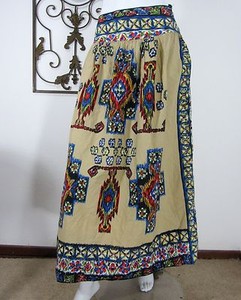 WD-NY-100-COTTON-Skirt-Long-Size-6-Banded-Peasant-Argyle-Beige
