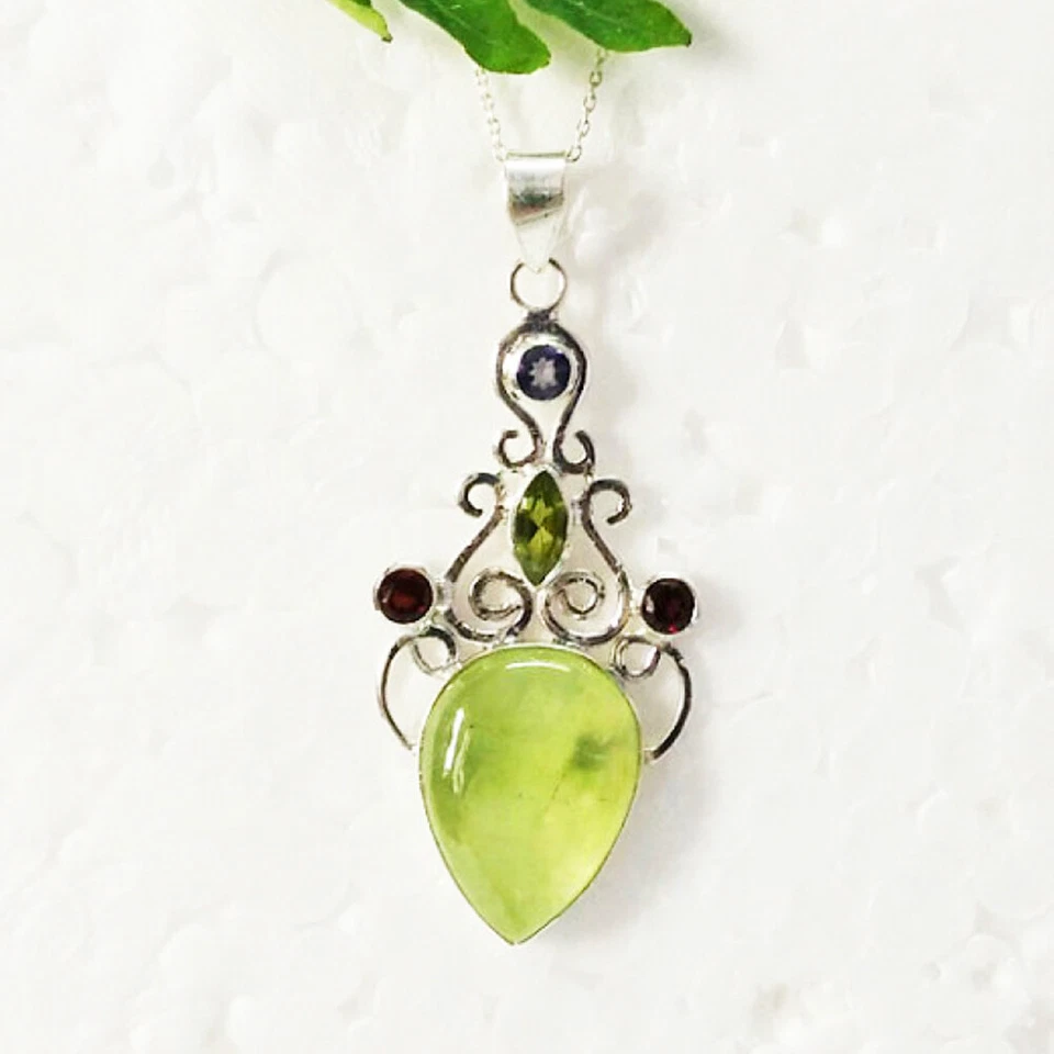 925 Sterling Silber Mehrstein Halskette Handgemachter Geburtsstein Schmuck - Bild 3 von 4