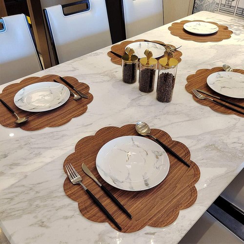 Round Waterproof Placemats for Dining TableSet of 6Modern PU Washable Table M... - Picture 4 of 6