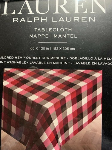 Ralph Lauren Red Black White Plaid Tablecloth Choice Of Size 60x84 or 60x120 NEW - Picture 12 of 12