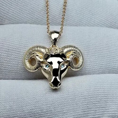 0.2Ct Round Lab-Created Diamond Aries Zodiac Sign Pendant 14K Yellow Gold Plated - Picture 5 of 9