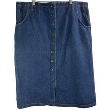Vintage 90s Carolina Bay Medium Wash Denim Button Front Skirt Size 16