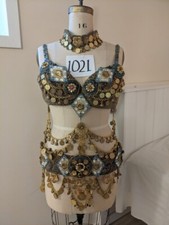 Brass Coin Real Currency bells Belly Dance Costume Vintage bellydance 34C bra