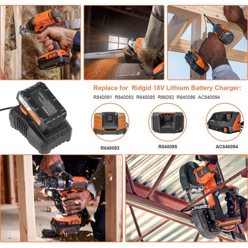 8.0Ah 18 Volt Lithium Battery For Ridgid R840087 R840085 Rigid 18V Tools Charger - Picture 3 of 27