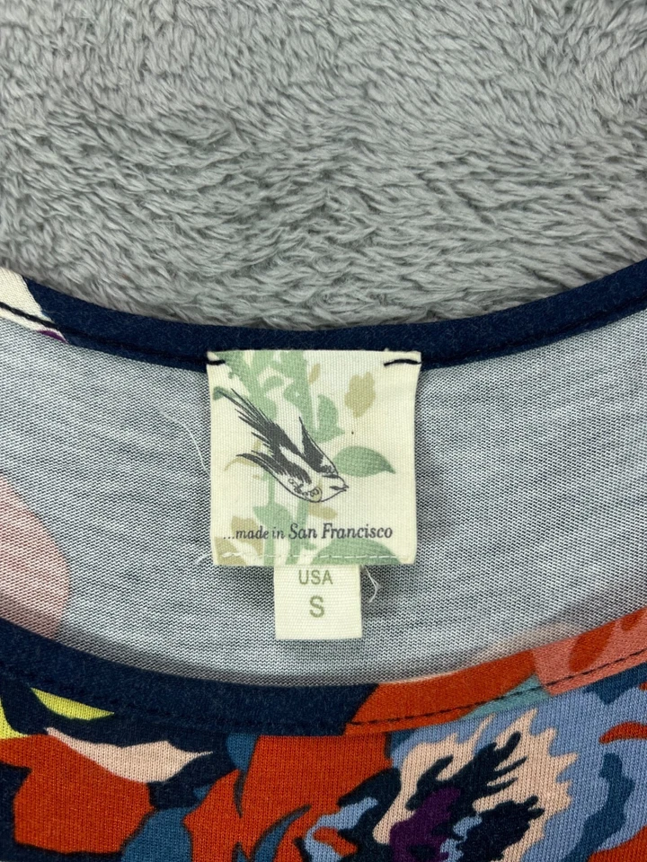 Vestido floral azul estructurado suave Anthropologie Weston Wear pequeño para mujer Foto 4 de 4