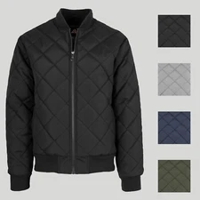 Men's Heavyweight Quilted Bomber Jacket Style Biker Warm (Sizes, S-2XL)