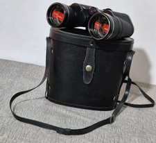 Vintage Prinzlux Binoculars 10x50 Coated Optics 26ft At 1000 Yards Strap Case