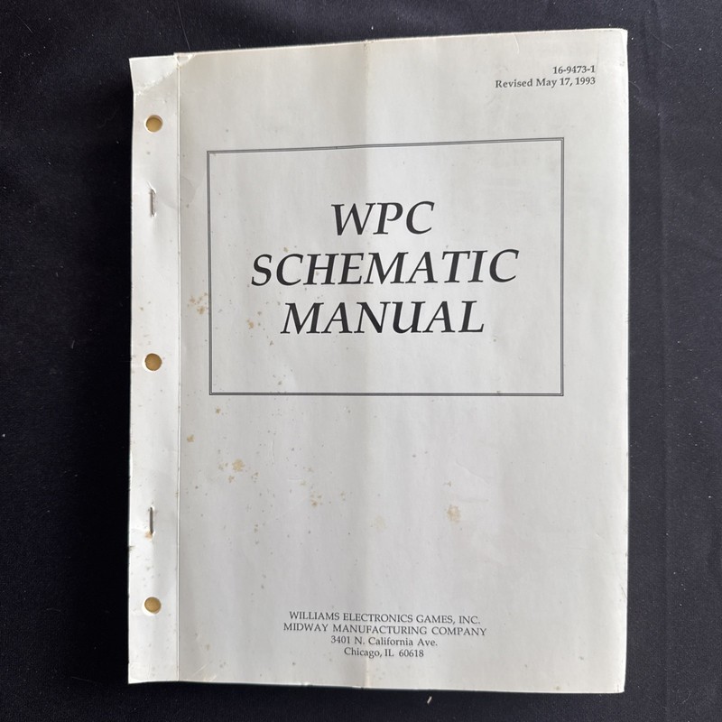 WILLIAMS PINBALL 1993 SCHEMATICS MANUAL  COIN OP ARCADE - REAL CLEAN