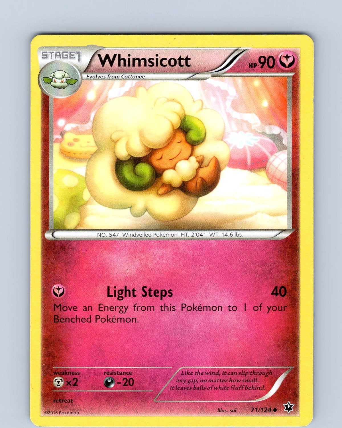 Pokemon TCG Whimsicott XY Fates Collide 71/124 Regular Uncommon Card Played LP