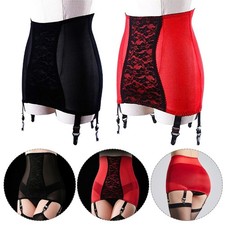USA Unisex Open Bottom Mesh Lace Shaping Floral Garter Belt With 6 Wide Straps