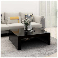 Coffee Table Black 100x100x35cm Engineered Wood Modern Square Living Room Large