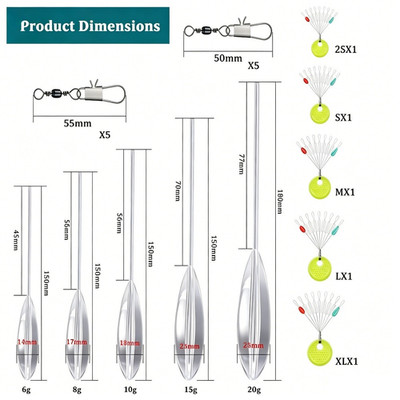 Spirolino Sinking Floating Floats 6g 8g 10g 15g 20g f��r Forelle mit 5 Stopfen