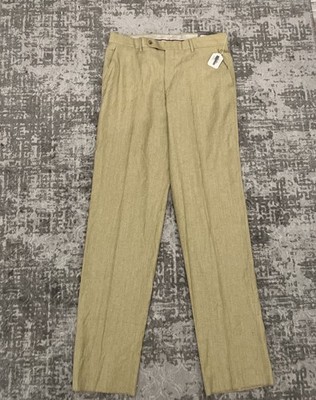 NWT Mens Pants-BALLIN-beige wool 'Dunhill Classic' straight UNHEMMED-36 READ