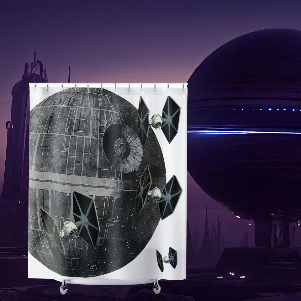 Cortina de Ducha Espacio Galáctico - Decoración de Baño de Ciencia Ficción, Regalo Inspirado en Star Wars, Foto 4 de 4