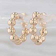 Huggie Hoop Earrings 14k Yellow Gold Hinged Snap Top Round Hoops