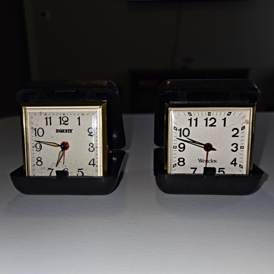 Westclox Equity Analog Folding Travel Alarm Clock Black Case Mechanical