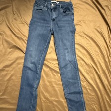 Levi's 724 High Rise Straight Jeans Blue Denim Cotton Button Logo 5-Pocket Women