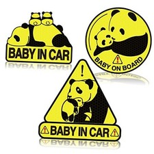 3 Pack Set Baby on Board Panda Car Magnets, Baby in Car Safety Sign for Car