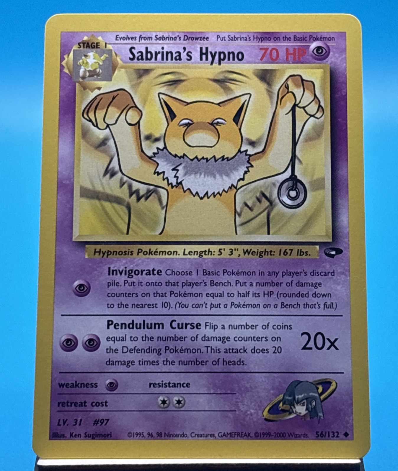Pokemon Card - Gym Challenge 56/132 - SABRINA'S HYPNO LP+