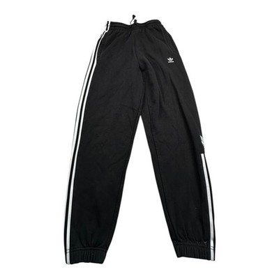 Adidas Black Joggers Sweatpants Mens Womens Unisex 3 Stripes Logo Size 4 XS
