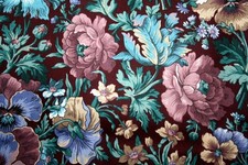 LARGE, MULTICOLORED FLOWERS ON MAROON - 100 COTTON FABRIC