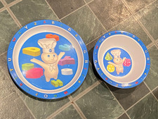 2000 Pillsbury DoughBoy Children's Plate Bowl Pre-Owned w/Wear s2