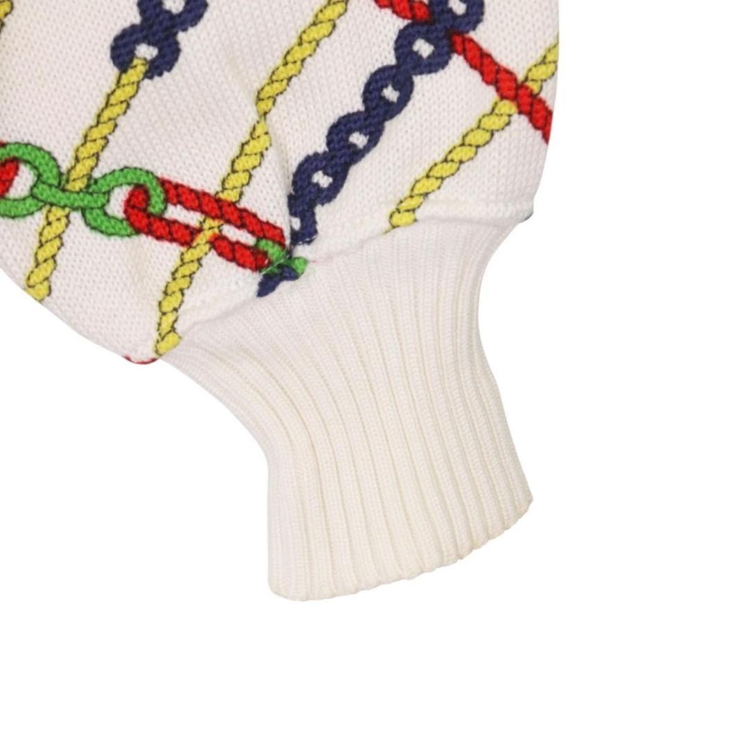 CELINE Cotton V-Neck Chain Patterned Cardigan Off… - image 3