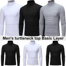 Mens High-Neck Mock Turtleneck Solid Undershirt Long Sleeve Pullover Basic Layer