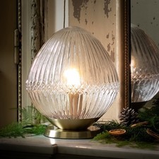 Genuine La Redoute Ari Brass And Striated Glass Table Lamp RRP £99.99