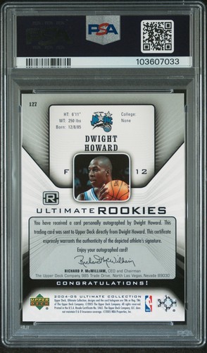 2004 ULTIMATE COLLECTION #127 DWIGHT HOWARD AUTO ROOKIE RC /250 PSA 9 - Picture 2 of 2
