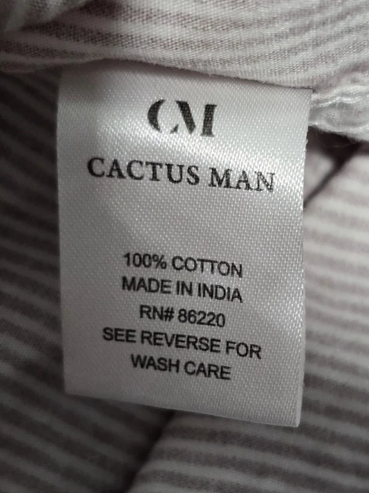 Cactus Man Ricky Singh Slim Fit Casual Shirt Short Sleeve Striped Red Mens M - Image 3 of 4