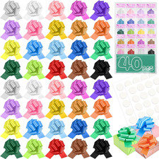 40PCS 6 Inch Large Pull Bows,20 Colors Bow for Gift Wrapping,Reusable Birthday R