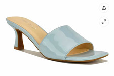 Nine West Women s Blue Slip-On Open Toe Mule Heels Spool Heel Size 7 M PU