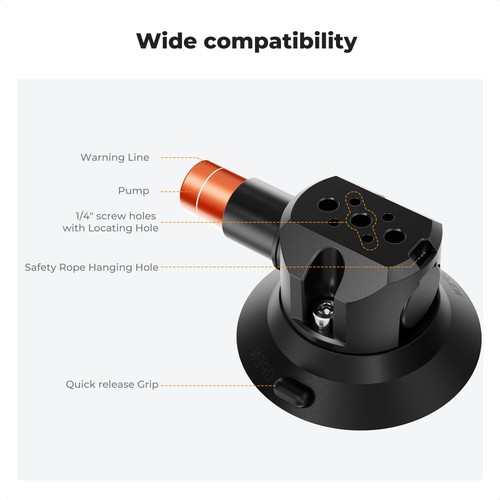 K&F Concept 3" Suction Cup Mount w/ Double Ball Head Magic Arm for DJI Insta360 - Picture 5 of 9
