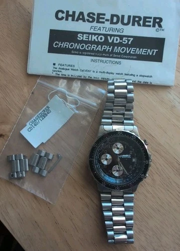 Chase Durer CHRONOGRAPH F1 RACING TEAM Watch CD140 Vtg Seiko VD-57 Movement